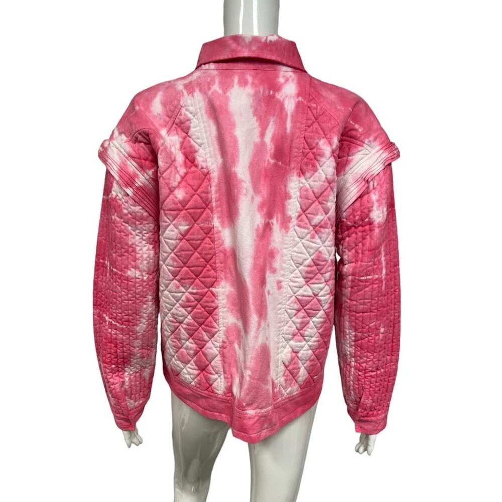 LOVESHACKFANCY Pink White Tie-Dye Cotton Printed Adelade Quilted Collar Jacket S - Picture 2 of 3